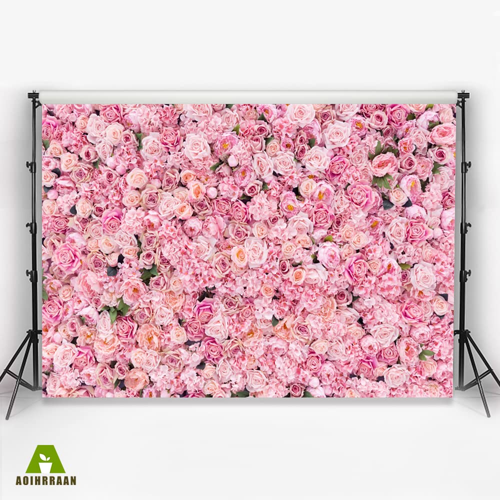 Aoihrraan 3,5x2,5m Boda Flor Pared Fondo Rosa Rosa Floral Romántico Flores San Valentín Fotografía Fondo Nupcial Ducha Madre Día Niñas Mujeres Cumpleaños Decoración Retrato Foto Estudio Accesorios