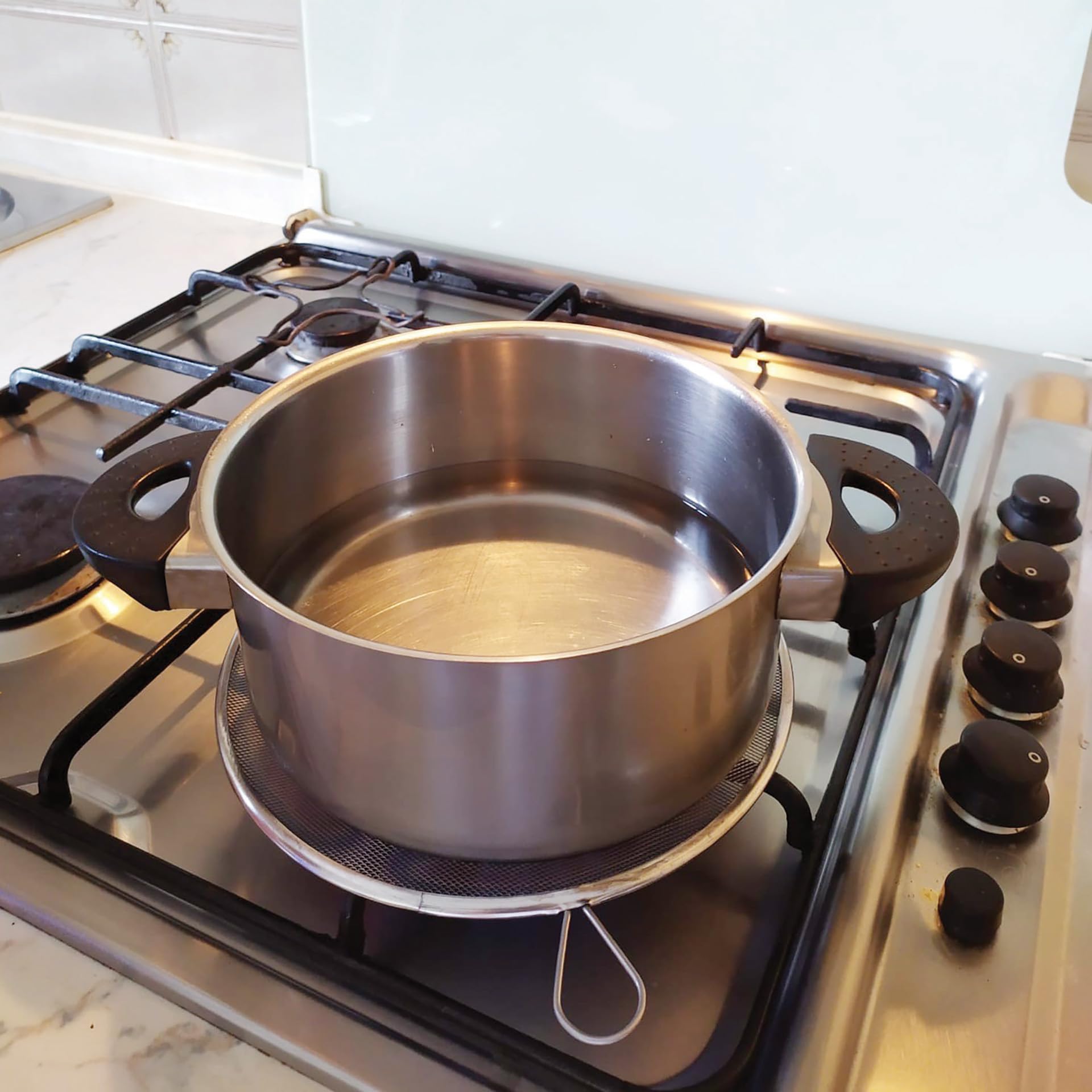 Fackelmann Frangifiamma in acciaio inossidabile Ø17 e Ø20 cm, Set 2pz Lavabile in lavastoviglie, resistente alle alte temperature Diversi diametri, Acciaio, Colore Grigio