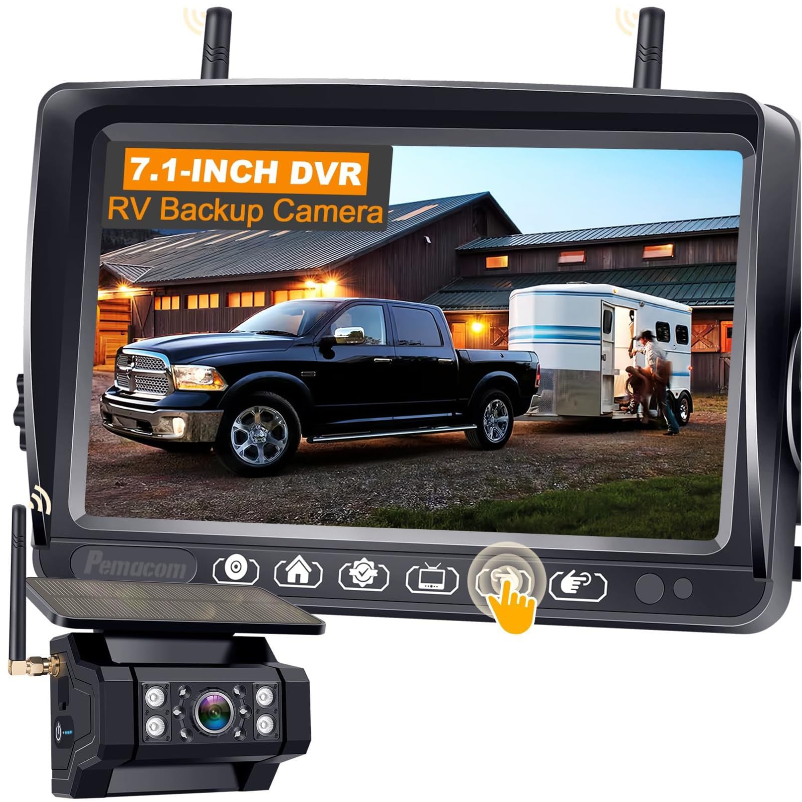RV Backup Camera Solar Magnetic 7.1 Inch