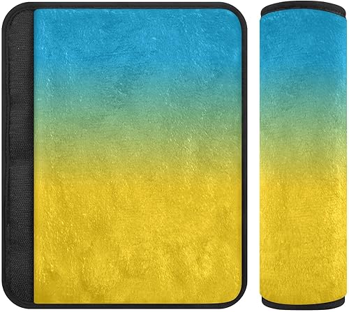 Almohadillas para cinturón de seguridad automotriz con degradado azul y amarillo, almohadillas para cinturón de seguridad, almohadillas para