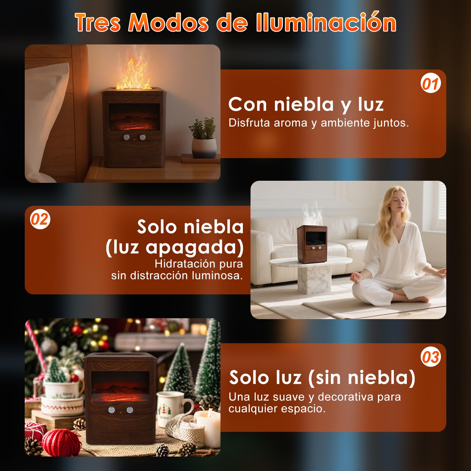 3L Difusor Aceites Esenciales con Chimenea LED Difusor de Aromas Ultrasónico Difusor de Aromaterapia Flame Vaporizador de Esencias para Casa, Yoga