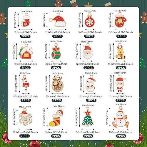 Miniatura 2 de Cheriswelry Colgantes colgantes de esmalte de aleación de Navidad, dijes de metal, encantadores adornos colgantes para manualidades, pulseras,
