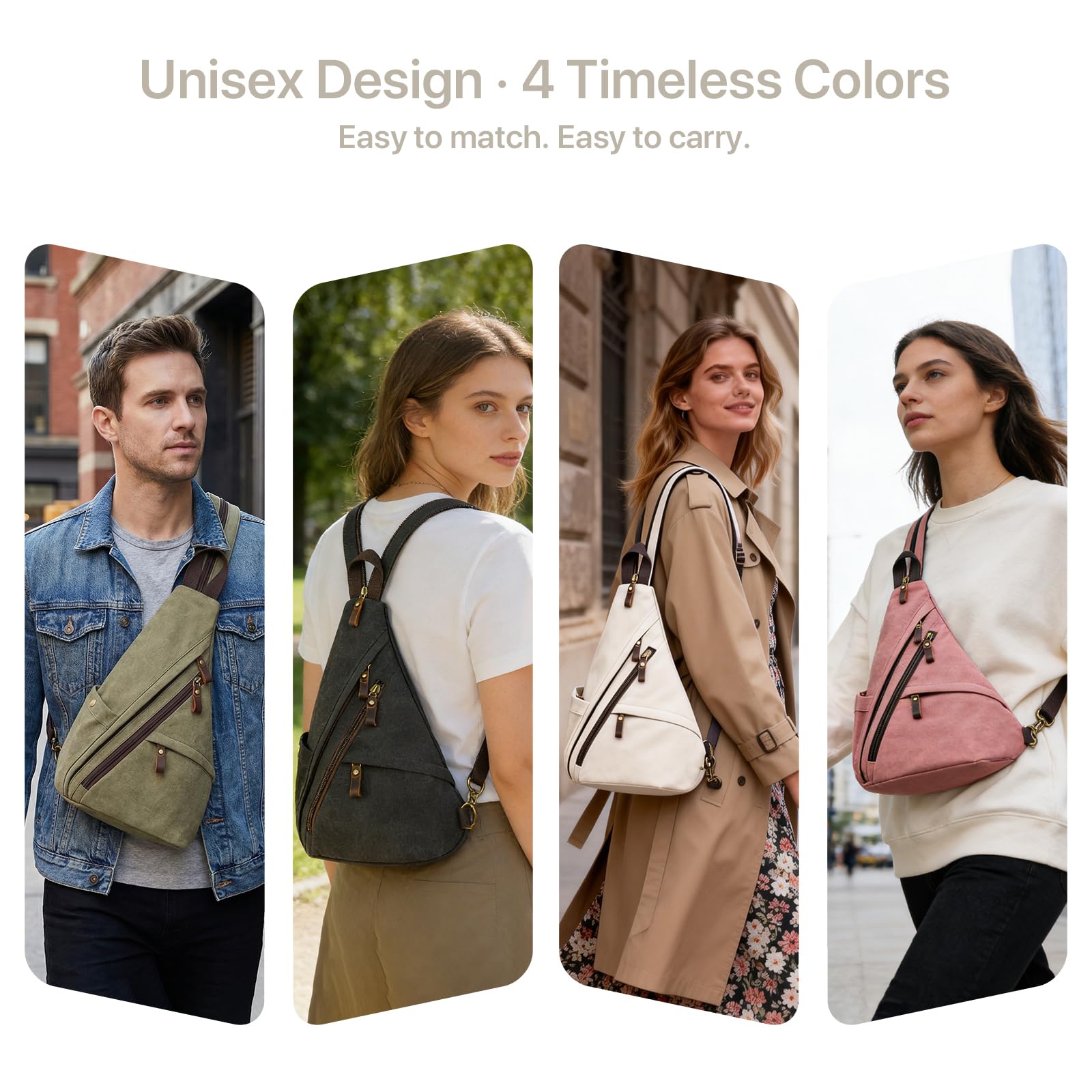 Zaino Monospalla Uomo Donna in Tela/Pelle Vintage, Borsa a Tracolla Convertibile 3 in 1, Zainetto Petto Marsupio Casual per Viaggio, Bici, Trekking e Lavoro