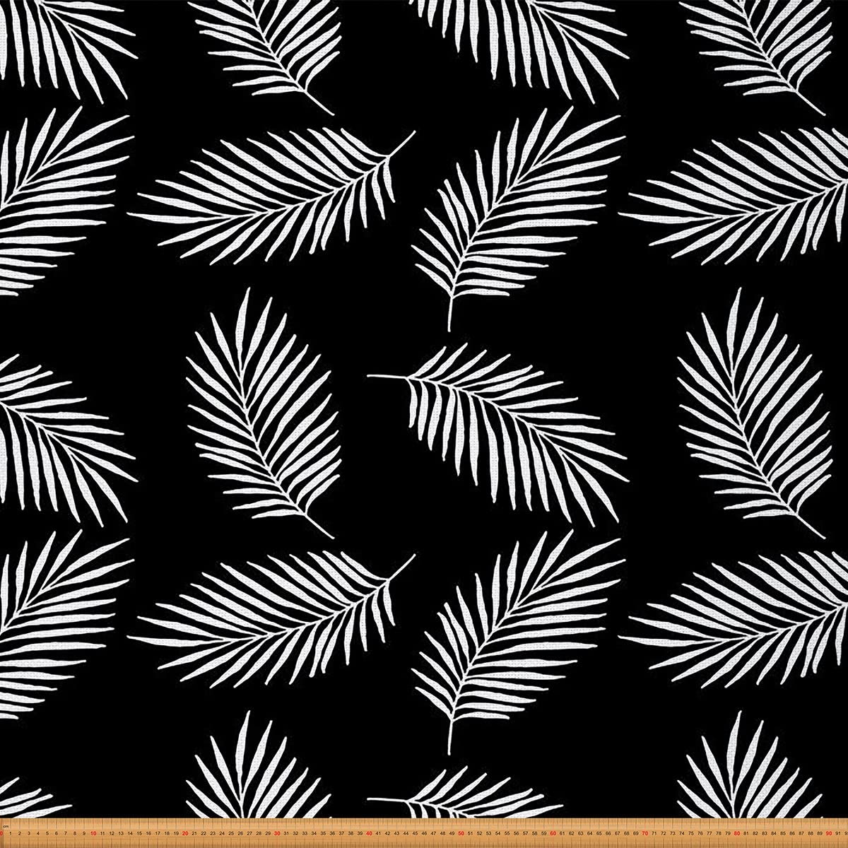 Palm Leaf Fabric by The Yard, Black White Leaves Print Upholstery Fabric, Hawaiian Botanical Plant Decorative Fabric, Summer Nature Theme Indoor Outdoor Fabric, DIY Craft Patchwork, 2 Yards