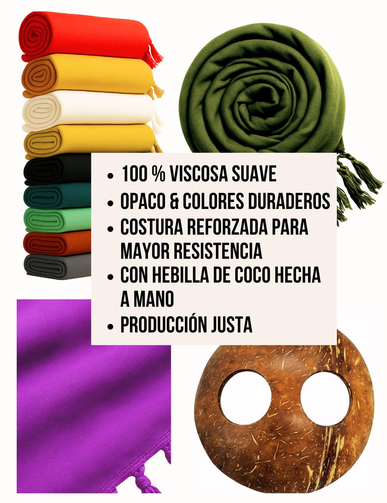 PANASIAM Pareo Sarong opaco y fluido – L y XL para mujer y hombre como falda pareo, vestido de playa o toalla de playa – ligero pareo playa de viscosa suave – producción ética