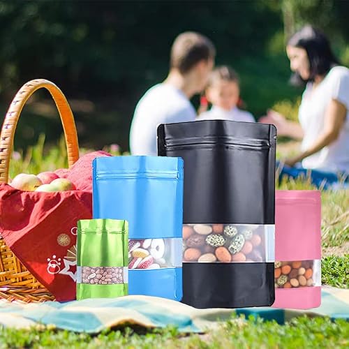 Miniatura 7 de 100 bolsas a prueba de olores, bolsas resellables de Mylar con ventana transparente, bolsa de aluminio con cierre de cremallera, bolsas de soporte