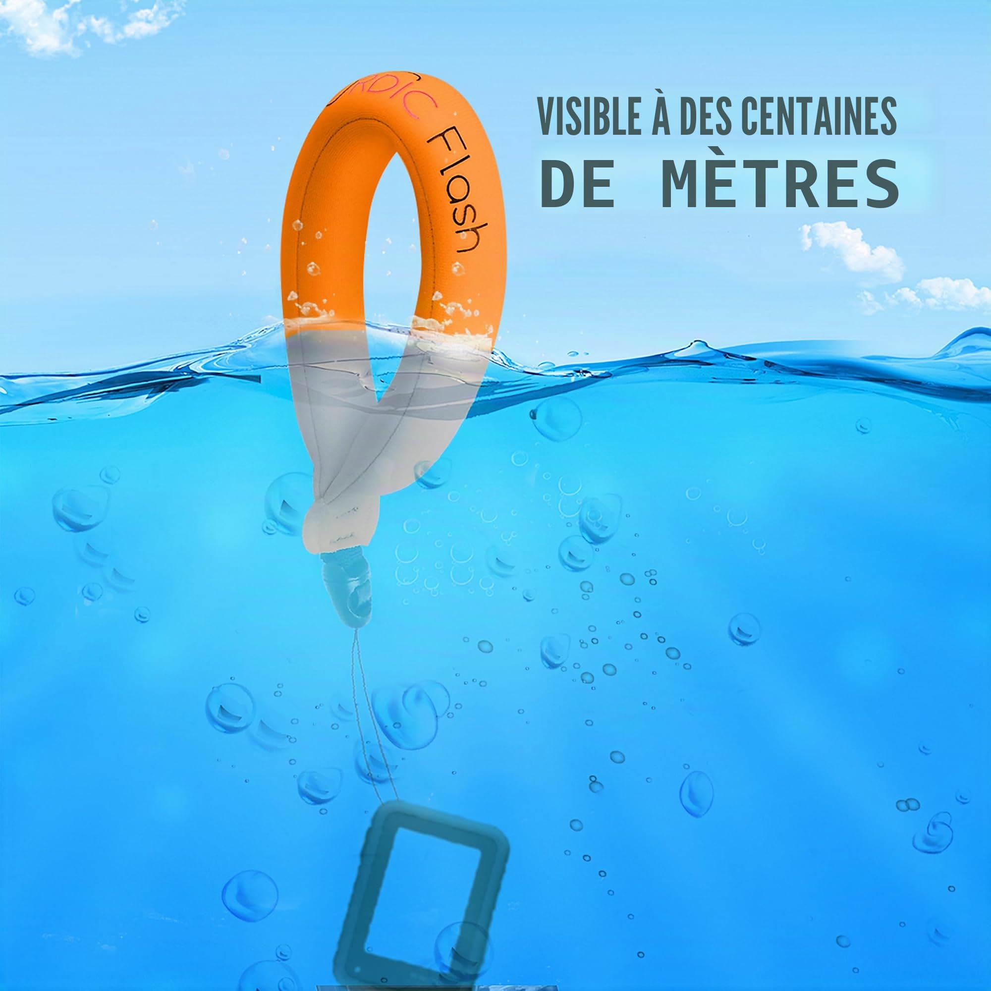 Lot de 2 flotteurs étanches pour appareil photo - Dragonne pour appareils sous-marins – GoPro/Panasonic Lumix et plus – Flotte téléphone, étui, maintient clés, évite couler – (rouge et orange)