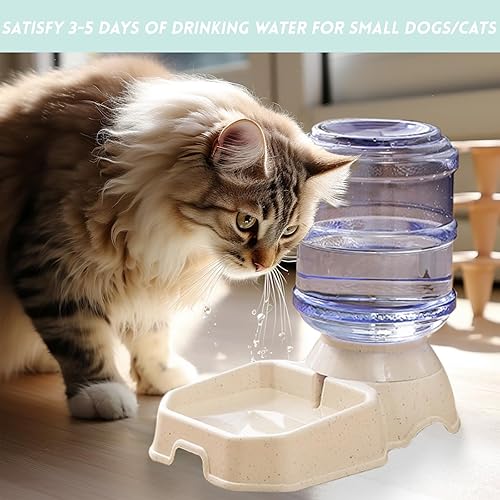 Miniatura 6 de Juego de 2 comederos automáticos para mascotas y bebederos, cuencos de plástico antideslizantes para perros y gatos, contenedor de almacenamiento de