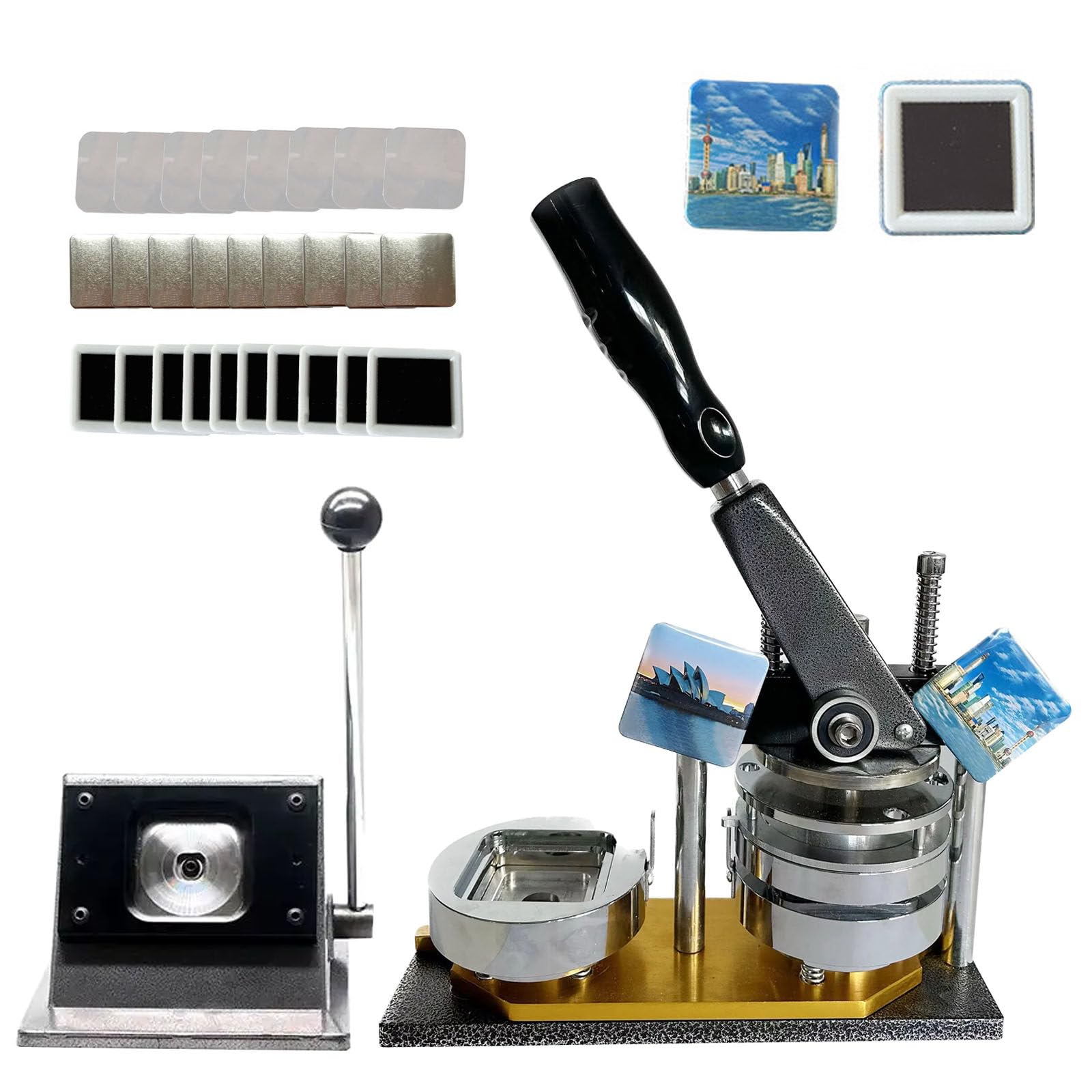 50 * 50Mm Quadrato Magnete Per Frigorifero Pulsante Distintivo Creazione, Magneti Decorativi Personalizzati Con Foto, Kit Macchina Magneti Adesivi Per Frigorifero Con Taglierina Per Carta