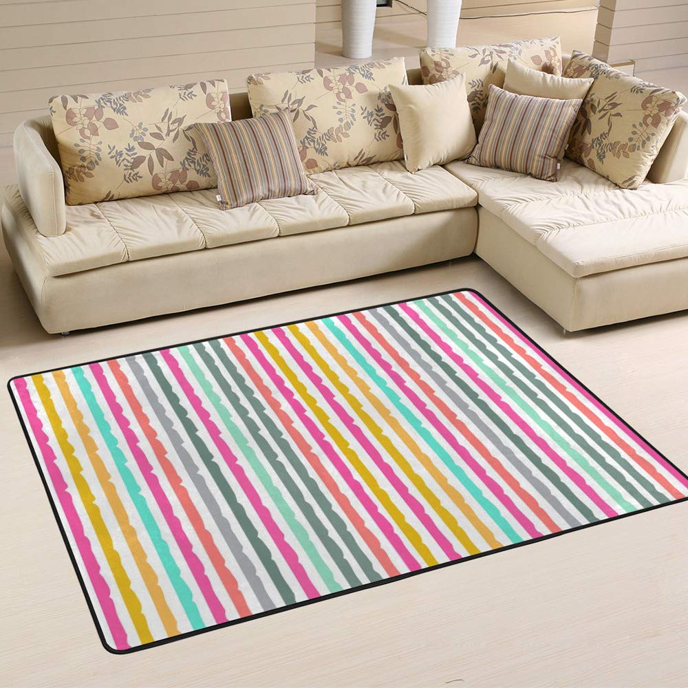 Tapis de chambre à coucher Ruchen à motifs lignés pour ambiance chaleureuse