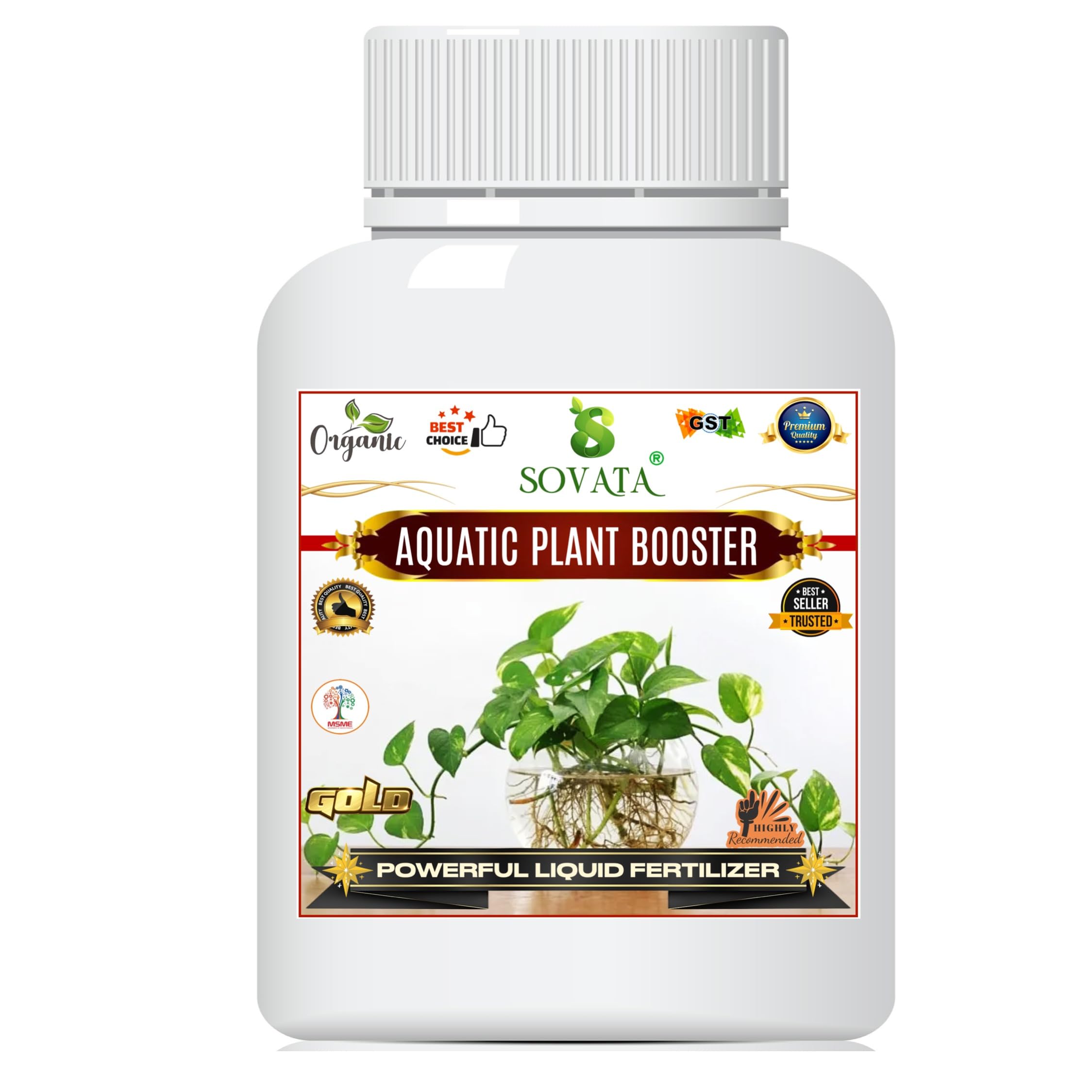 SovataAquatic Plant Booster, Essential Organic Powerful Liquid Fertilizer for Overall Growth of Aquatic Plants, lucky bamboo, Money Plant and all Water based Plants. (250 ml)