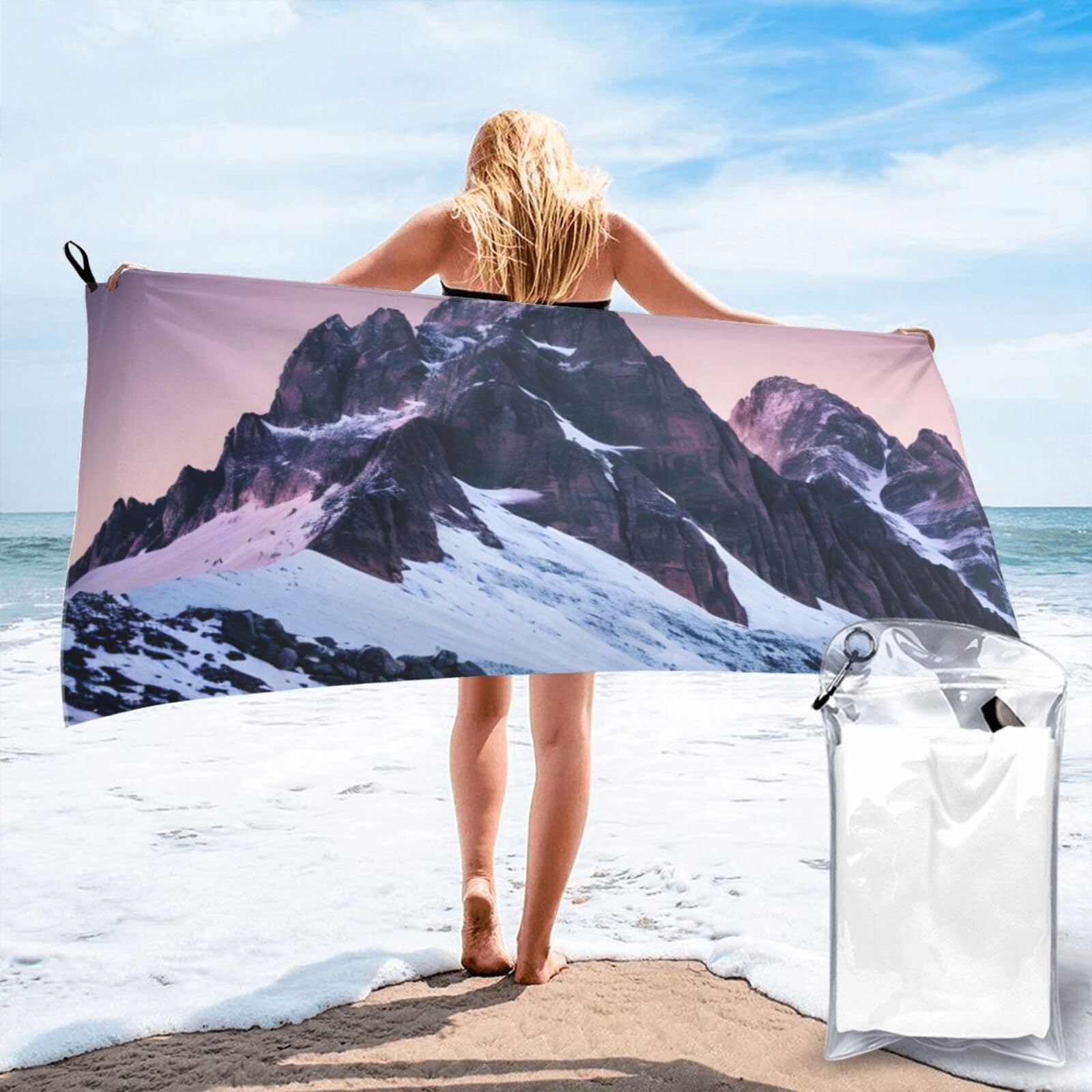 AYYQWE Travel Mountain Print Lightweight Towel For Men Women Travel Beach Camping Hiking Yoga Swimming Sports