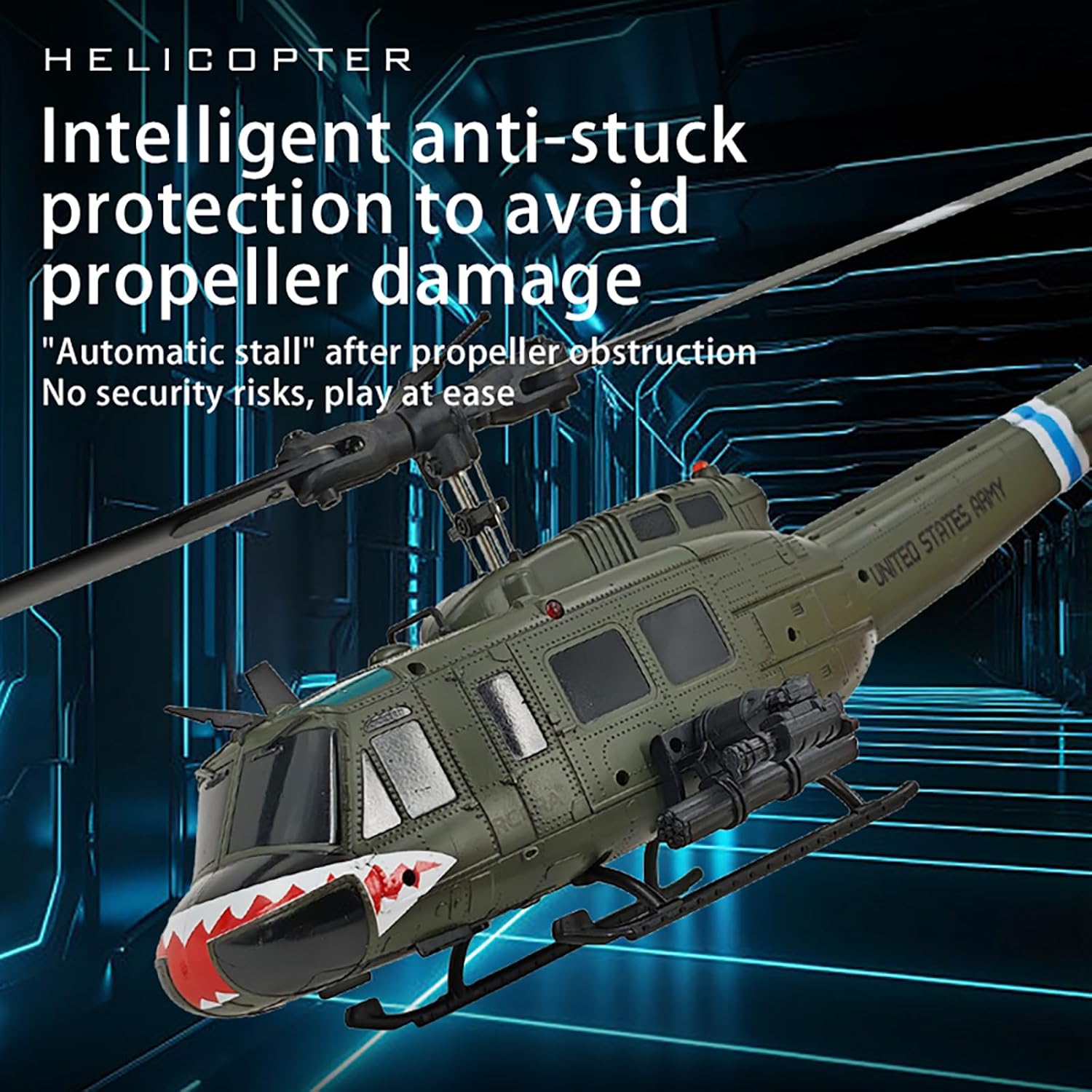 315MM UH-1 Remote Control Helicopter Aircraft for Adults Expert 6CH C032 Maintain Altitude Brushless Motor Optical Flow Positioning/Fly Upside Down 3D Rolling Hobby RC Heli (RTF 2Battery)