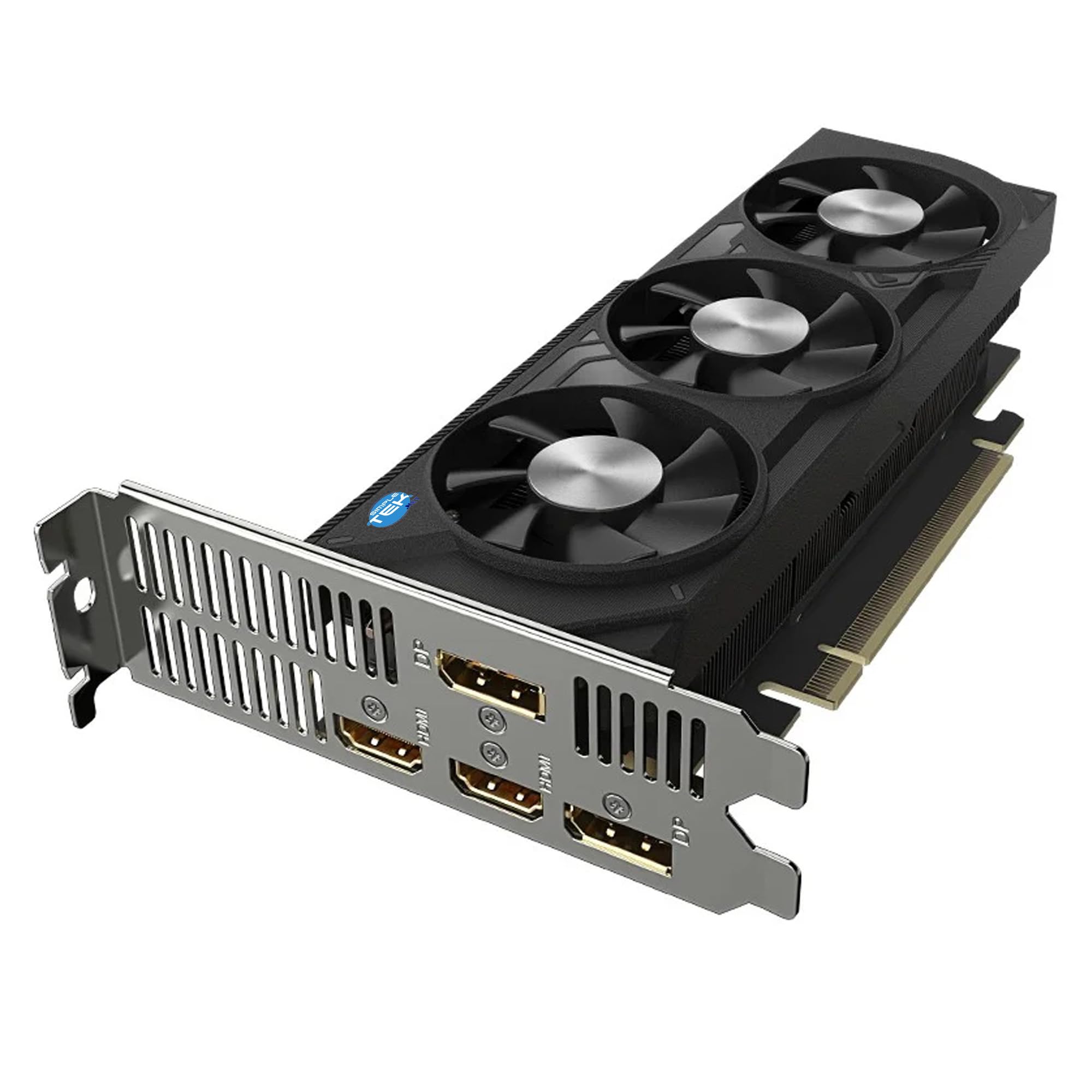 SIMPLETEK - Tarjeta gráfica compacta de 8 GB GDDR6 para juegos y estaciones de trabajo, 3 ventiladores, 2 x DisplayPort 1.4a, 2 x HDMI 2.1a, interfaz PCIe 4.0 x8, diseño de perfil reducido