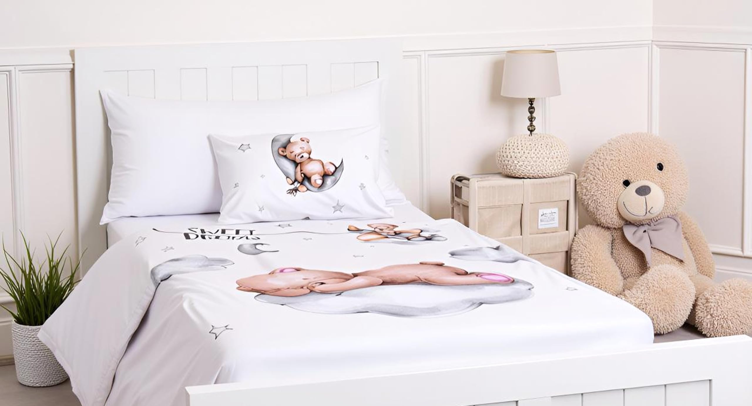 Theonoi Biancheria da letto per bambini e bambine, set completo di copripiumino 100 x 135 cm e federa 40 x 60 cm, in cotone Öko-Tex Standard per ragazzi e ragazze (orsacchiotto)