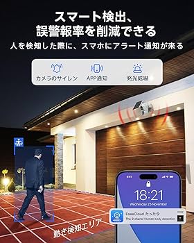 Amazon.co.jp: 防犯カメラ 屋外 ソーラー 自動追尾 二つ監視画面