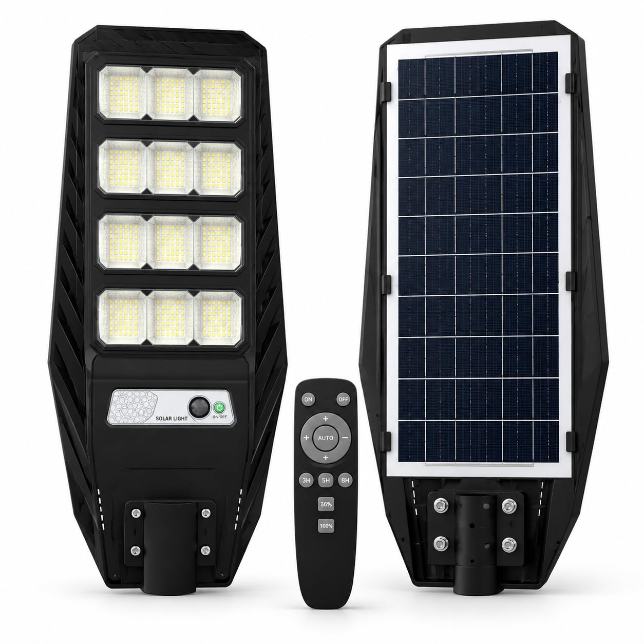 Lampione Solare LED 600W da Esterno, Sensore di Movimento, Telecomando, IP65