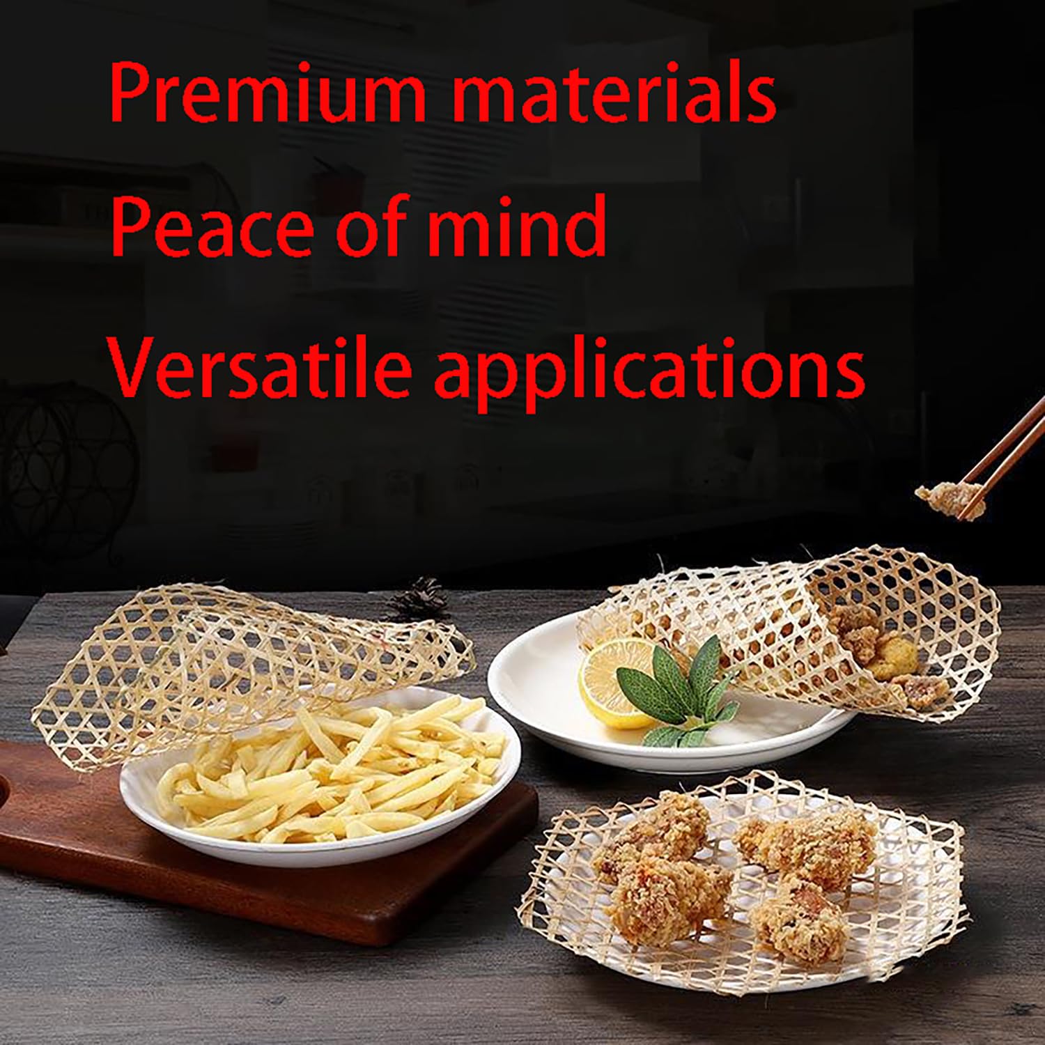 Vaporera Bambu Steamer Mat Tapete De Bambú - 6 Piezas, Hexagonal, Reutilizable Horno Cocinar Vapor, para Adecuado Freír Alimentos, Decorar Platos Creativos, Sopa, etc