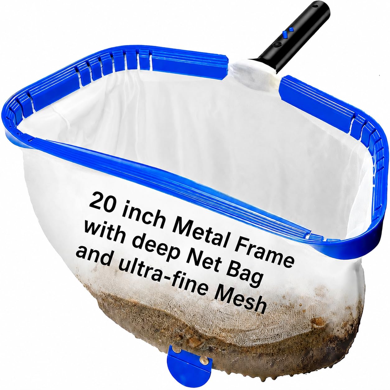 ROMIVO Ultra Fine Mesh Pool Skimmer Net, 20 in (50cm) XL Reinforced Pool Net Head, Aluminum Frame, Leaf Rake for Pollen, Sand, Silt & Debris, Skimmer Net, 1-1/4 in Pole Fit, Pole Not Included