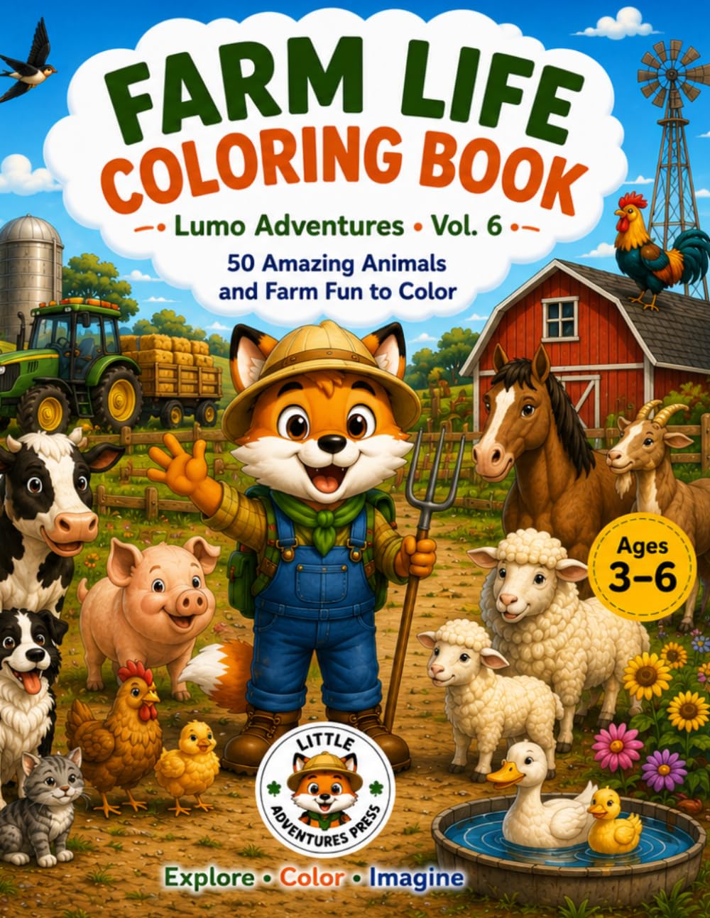 Farm Life Coloring Book: 50 Amazing Animals and Farm Fun to Color (Lumo Adventures)