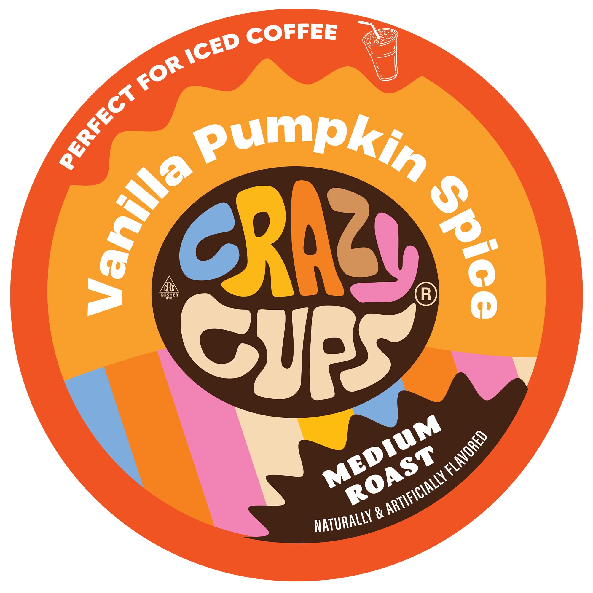Crazy Cups Aromatisierte Kaffeepads, Vanille-Kürbis-Gewürzkaffee, Einzelportionskaffee für Keurig K Cup-Maschinen, heißen oder Eiskaffee, mittelgroßer gerösteter Kaffee in recycelbaren Kapseln, 22