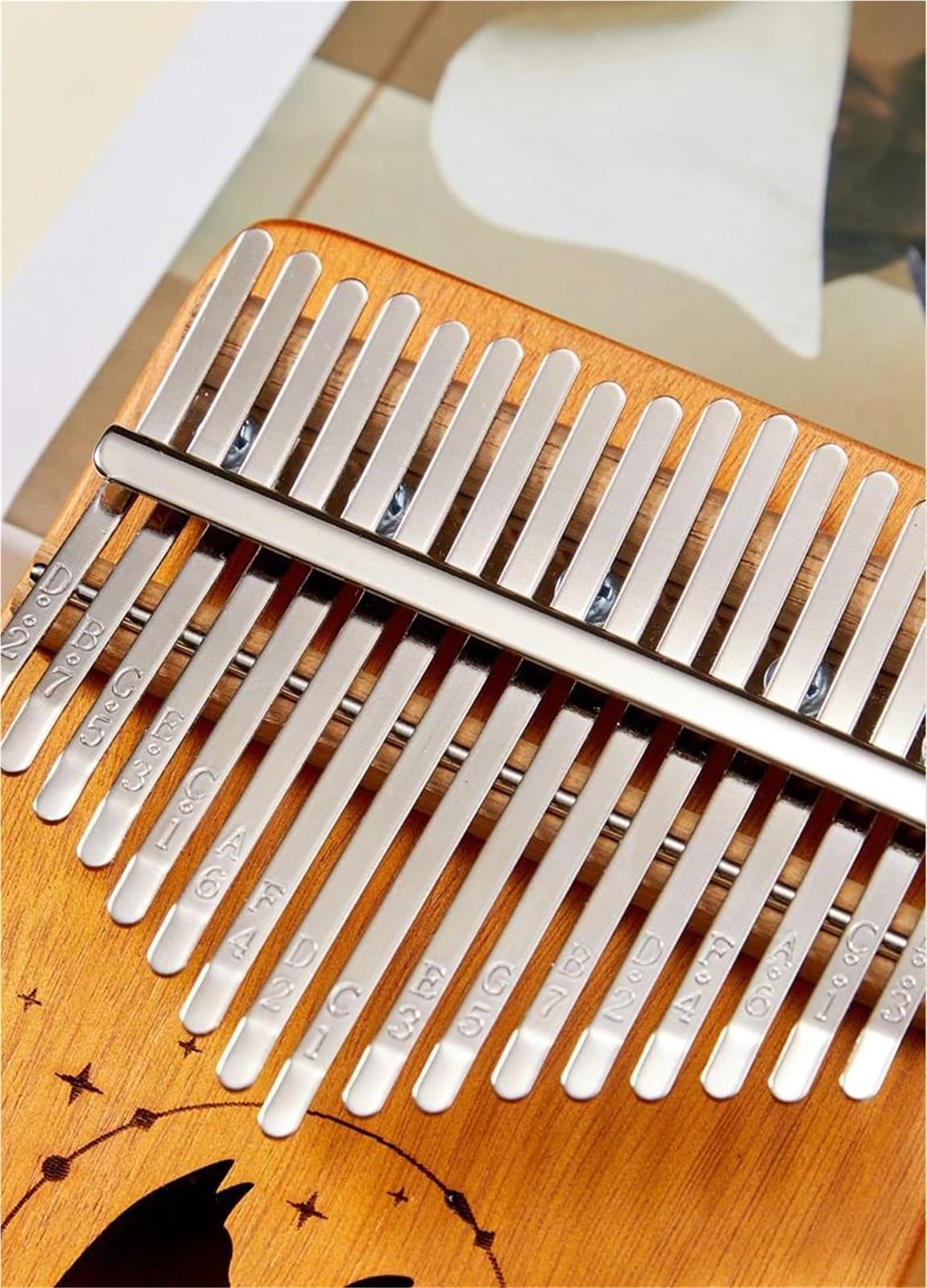 Kalimba Ręcznie Wykonany Kalimba Z Mahoniu Z 17 Klawiszami Przenośny Instrument Ciemnobrązowy Kawowy I Żółty(Yellow)