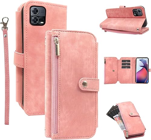 Furiet Funda tipo cartera compatible con Motorola Edge 30 FusionMoto S30 Pro 5G, 9 ranuras para tarjetas, de cuero retro, soporte para tarjetas de