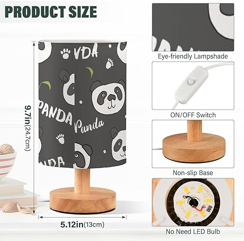 Miniatura 3 de Bedside Table Lamp Bedside Table Lamps Burlap Cute Panda Bear Pattern Animals Lamp for Desk Bathroom