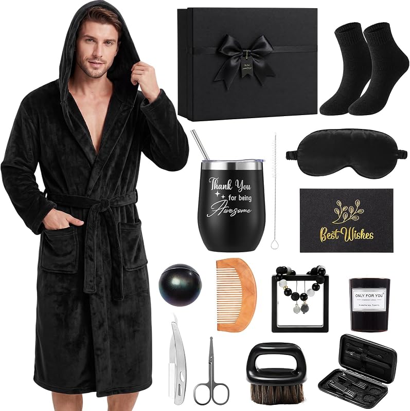 Nuogo 15 Pcs Birthday Gifts for Men Beard Care Set,Hooded,Black