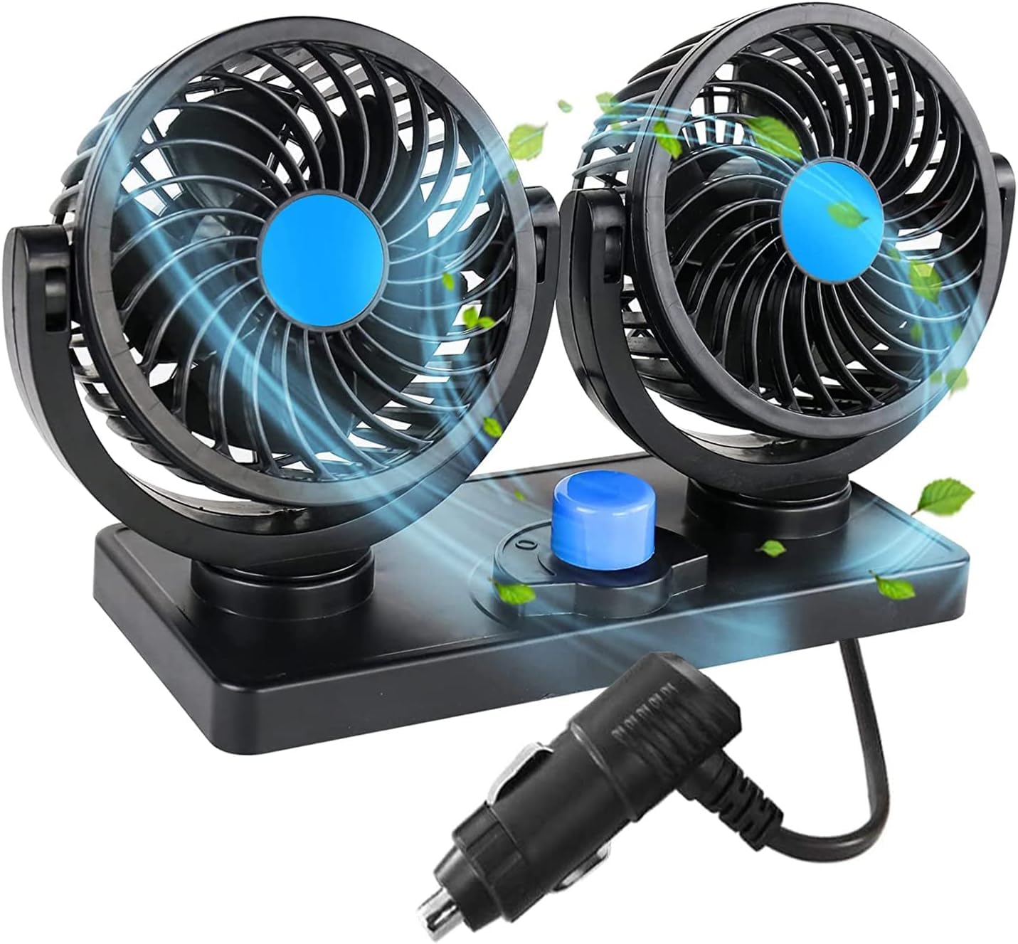 Car Cooling Air Fan, Electric Dual Head Cooling Air Circulator 360 Degree Rotatable Auto Fan for Sedan SUV/RV/Boat/Truck/Auto Vehicles (12V)