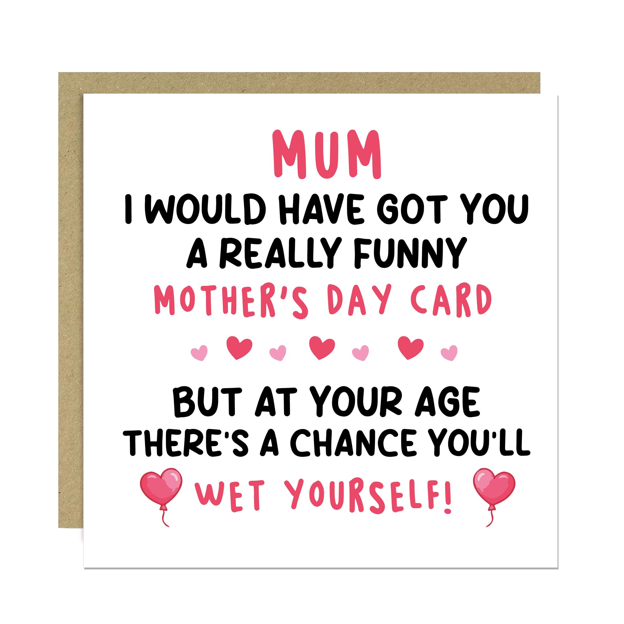 RED OCEAN Hilarious Mothers Day Card, Funny Card For Mum On Mothers Day With Kraft Envelope, Rude Mum Cards From Daughter Son, Thank You Card For Mum