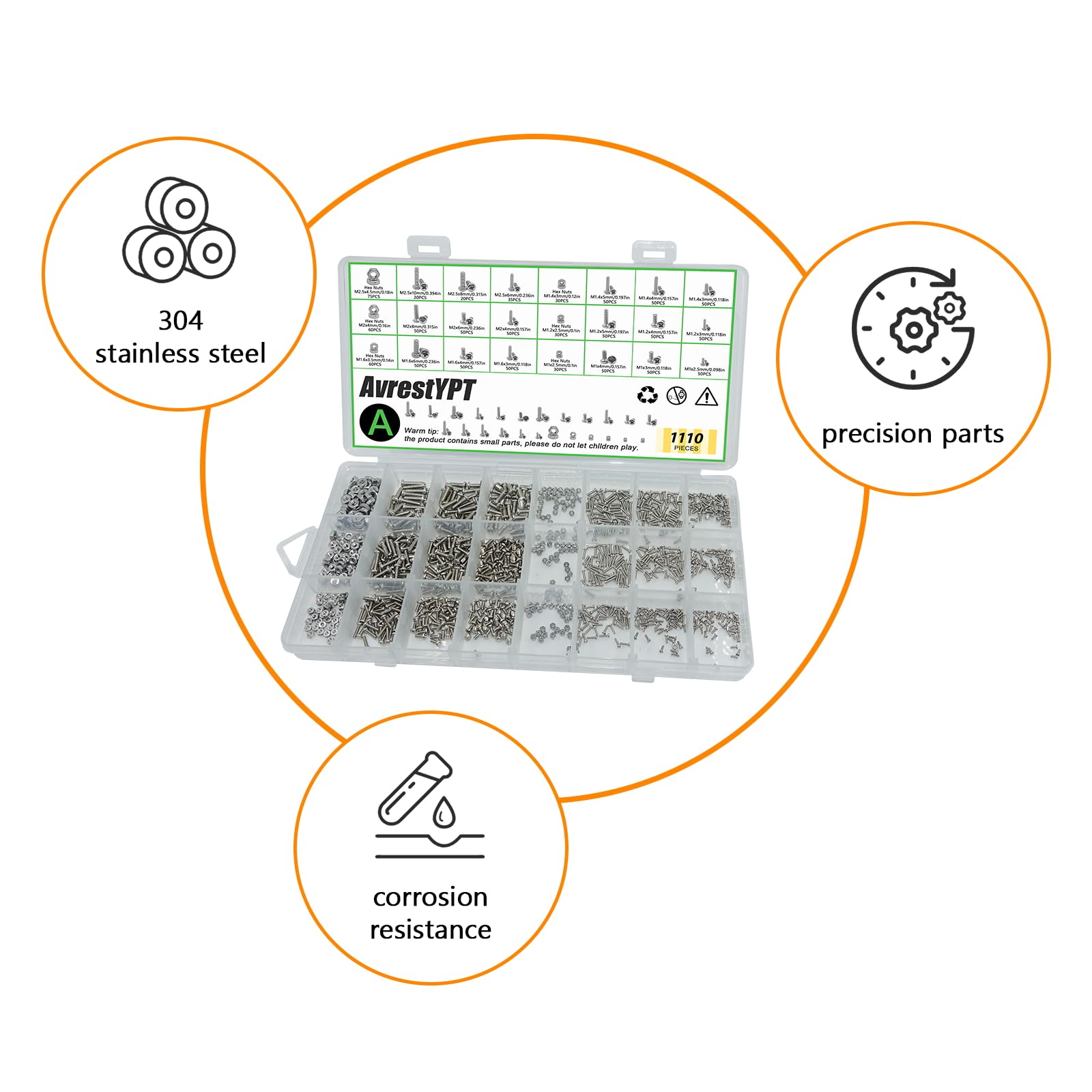 Metric Screw & Nut Kit - 1110 Pieces -4