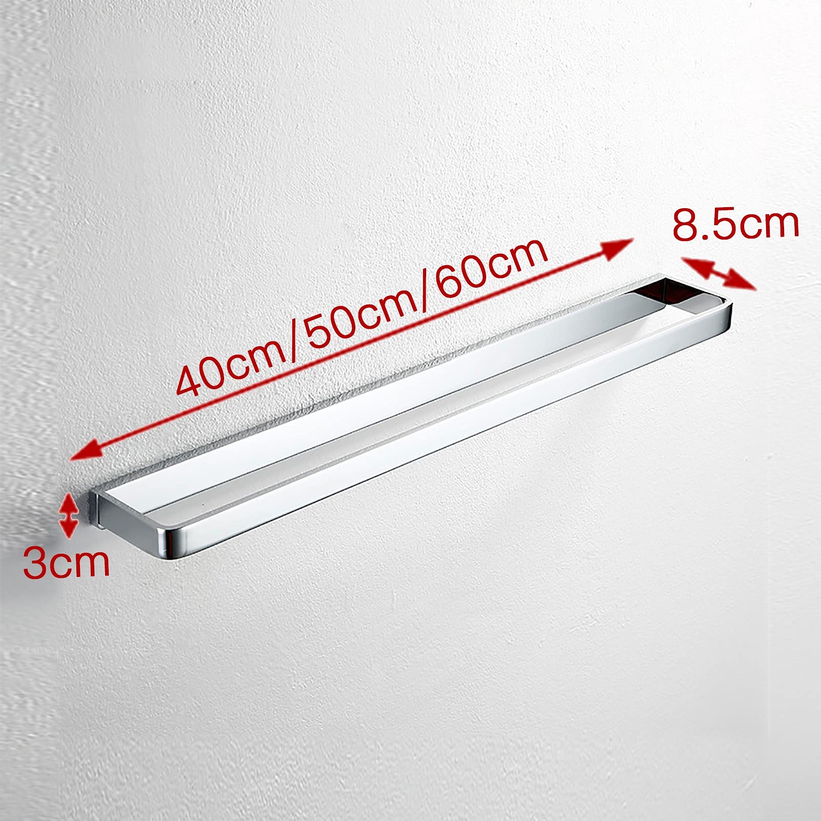 Anillo de Toalla montada en la Pared de la Pared de la Barra de una Sola Toalla, Soporte de Barra de Torre de Acabado Pulido de Plata de Cobre para baño o Cocina, 40 cm / 50cm / 60 cm (Size : 40cm)
