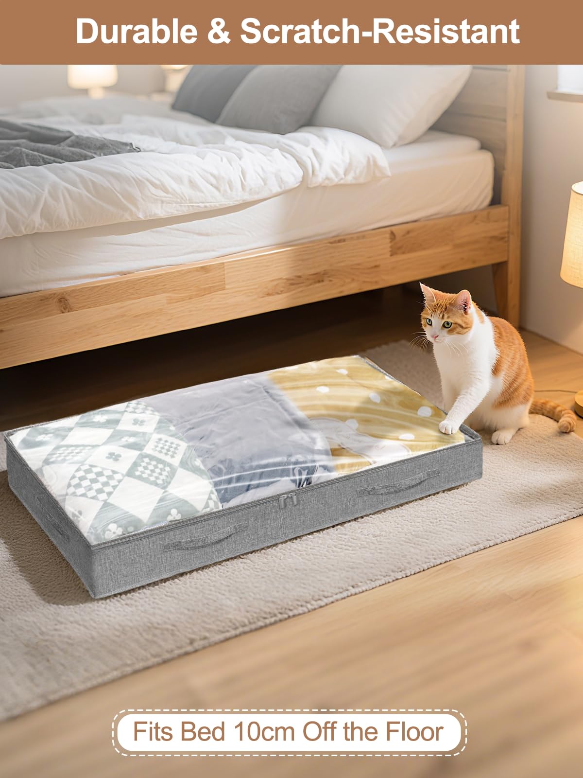 mepure Underbed Storage Bags, 10cm Shallow Under Bed Storage Box with Zip - Image 4