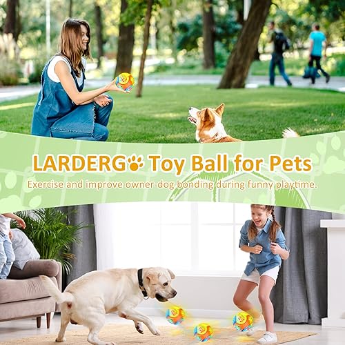 Miniatura 4 de LARDERGO Juguetes para mascotas para perros, colorida bola de activación de salto con luz y música, bola de activación de rebote para perros, 4.7