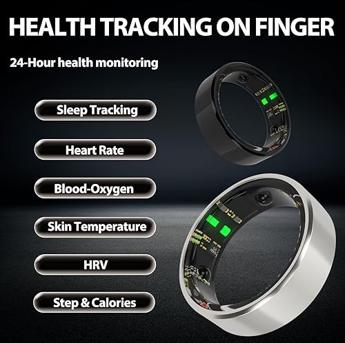 Miniatura 8 de Smart Ring Sleep Fitness Tracker,Records Sleep, Heart Rate, Temperature, Blood Oxygen and Pedometer,Health Ring with Charging Case