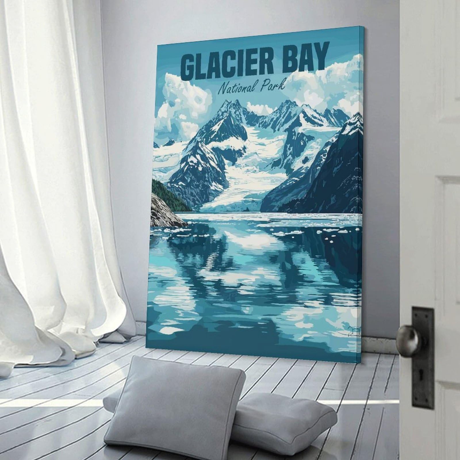 Junmoney Glacier Bay National Park Wall Art Print, 24x36inch(60x90cm), for Study, Office Or Focused Interiors, Home Office Artwork with Decorative Appeal