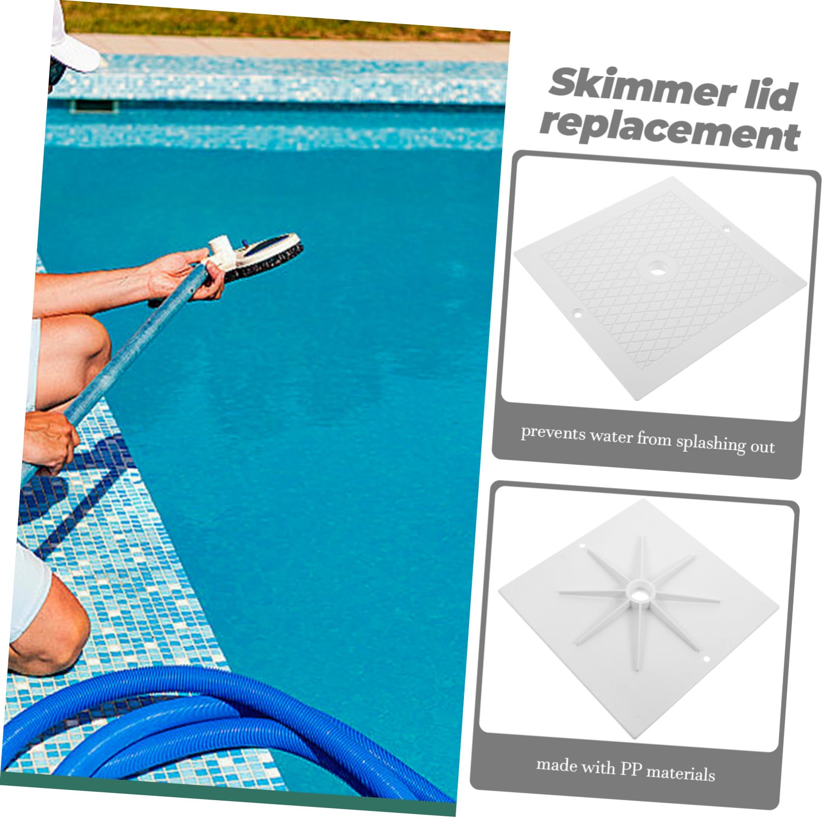Cubierta de Skimmer Cuadrada 10 X10 para Piscina, Repuesto Compatible Modelo Sp1084, Tapa de Cubierta de Skimmer de Piscina Resistente PP para Mantenimiento y Protección