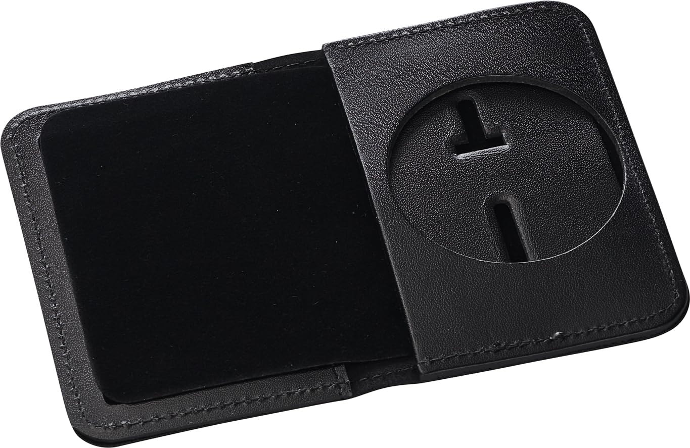 Perfect Fit Shield Wallets Porta badge rotondo della polizia da 6,3 cm, custodia per badge e badge nascosto, in pelle nera
