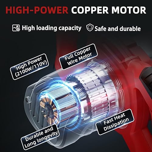 Miniatura 3 de Mezclador eléctrico de cemento, mezclador de hormigón de mano de 2100 W con 6 velocidades, mezclador de mortero portátil para mezclar barro,