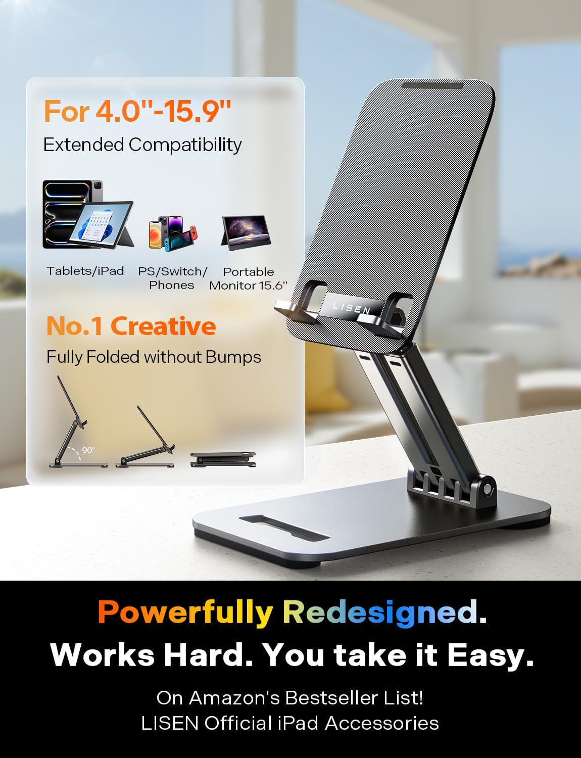 LISEN Adjustable Portable Monitor & Tablet Stand Holder thumbnail 2
