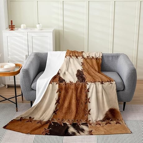 Erosebridal Premium Cowhide Blanket for a Cozy Western Ambiance
