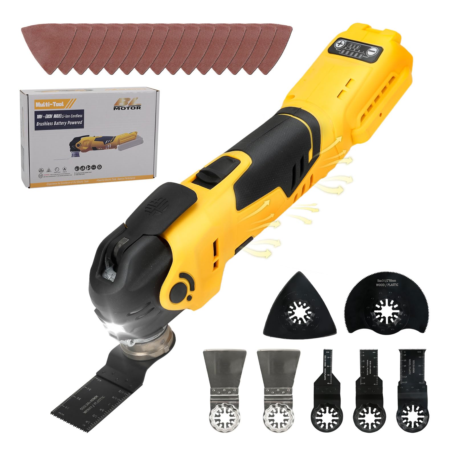 TALOEYH, Oscillating Multi Tool Compatible with De Walt 20V Battery, Brushless Multitool with 4° Angle, 5 Variable Speeds