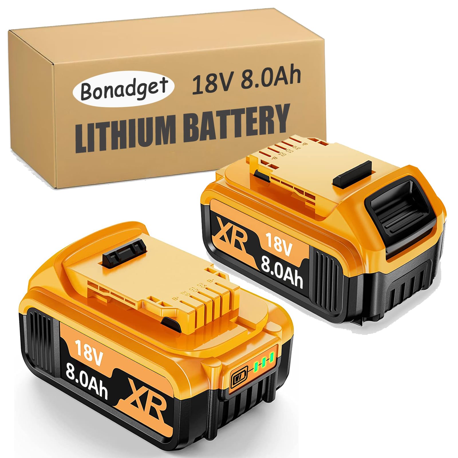 High Capacity XR 2X 18V 8.0Ah/8000Ah Li-Ion replacement battery for Dewalt 18V DCB182 DCB184 DCB200 DCB184 DCB101 DCB107 DCB112 DCB105 DCB115 DCB203