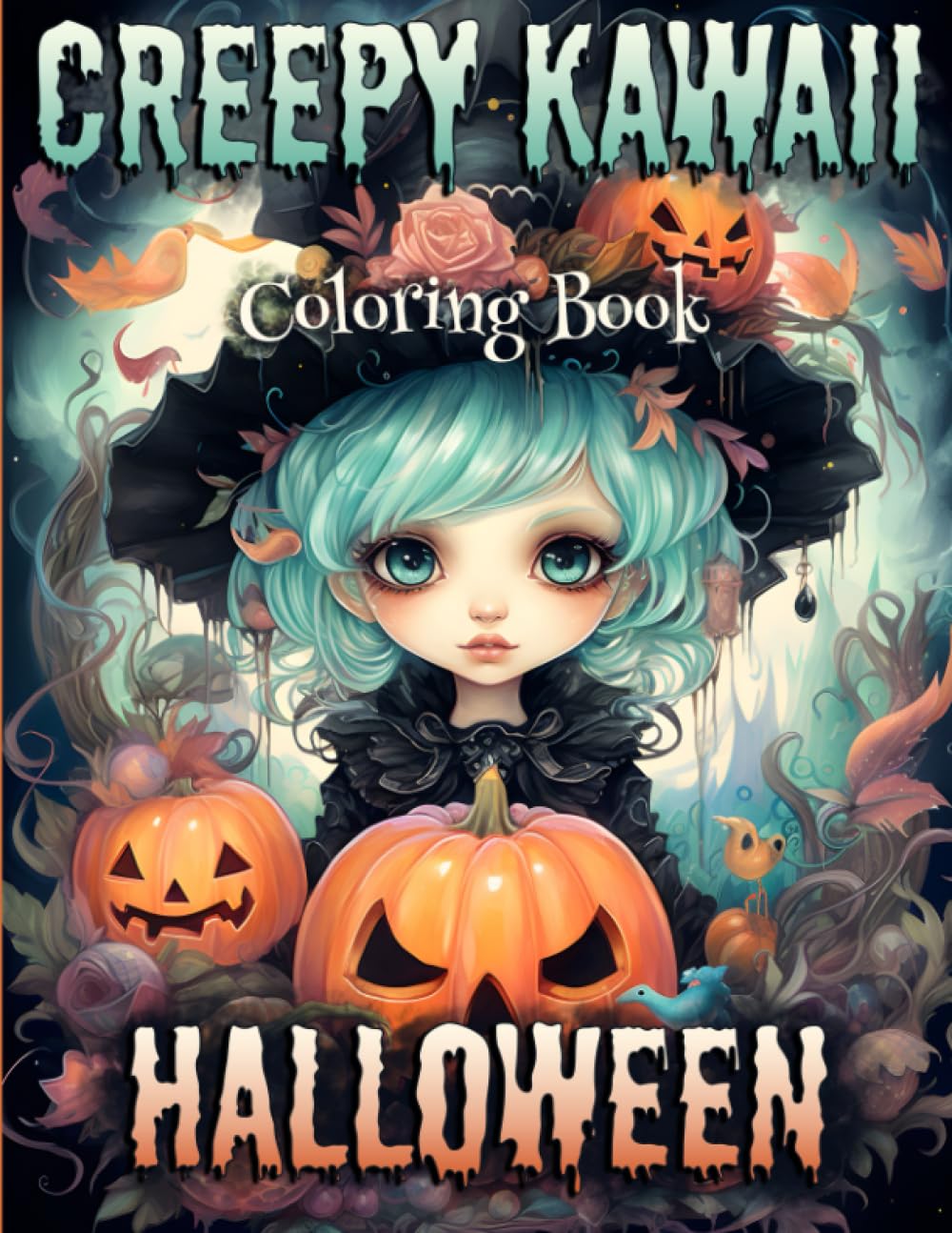 Creepy Kawaii Halloween Coloring Book: Cute Spooky Gothic Horror Coloring Book for Adults