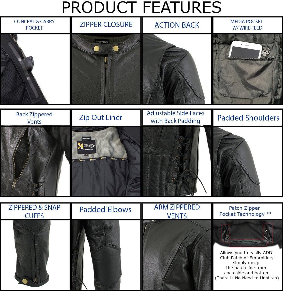 Xelement 'Speedster' Men's Leather Motorcycle Jacket - Premium Street Bike Jacket for Men - B7201 (XX-Large)