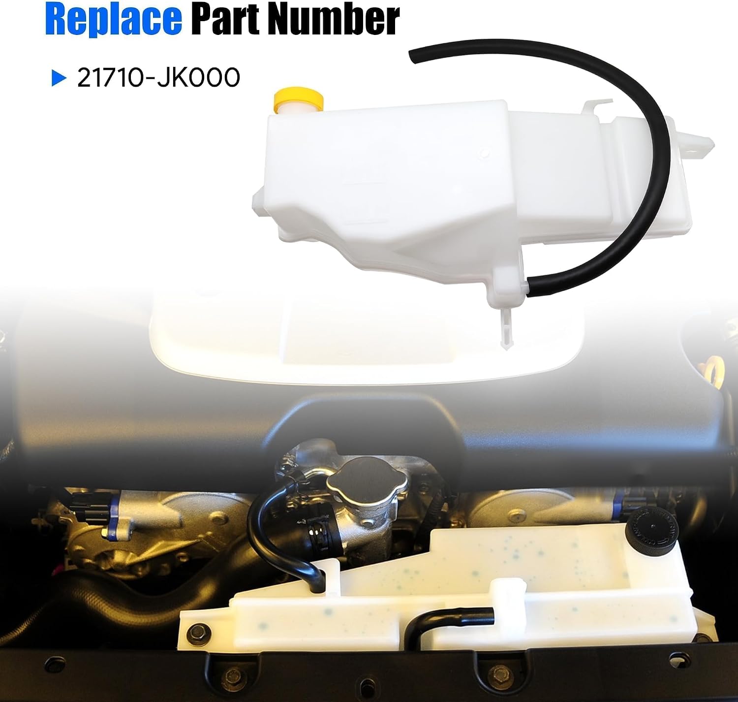 Coolant Reservoir Bottle/Tank with Cap Compatible with Infiniti Q40 Q60 G25 G35 G37 V6-Gas 2007-2015 for Nissan 370Z 2009-2012 Replace 21710-JK000 21710JK000
