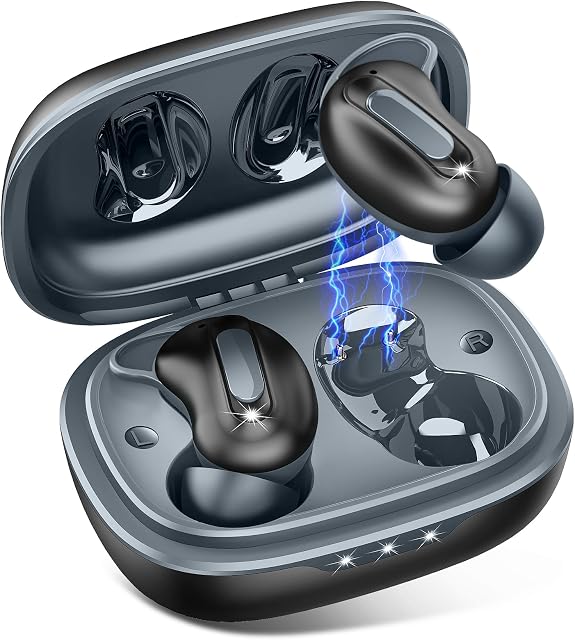 Écouteurs de sommeil, mini écouteurs sans fil ANC pour les dormeurs sur le côté, mode sommeil, batterie toute la nuit, écouteurs Bluetooth 5.4 avec basses profondes, microphone à réduction de bruit ENC 4, écouteurs étanches IPX7 pour Android iOS Noir