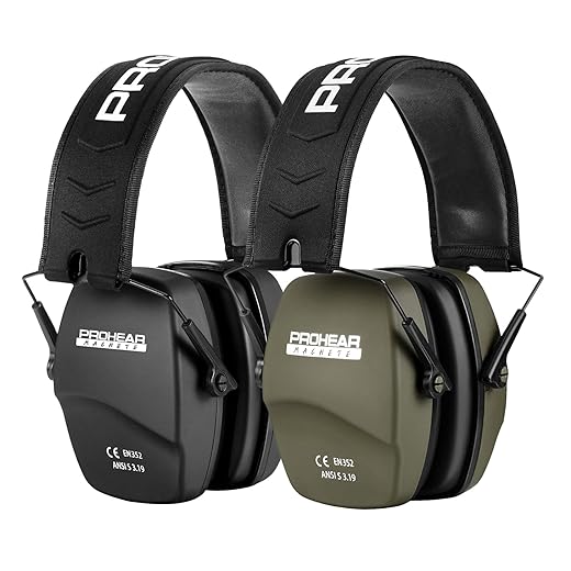 PROHEAR 016 Shooting Ear Protection Earmuffs 2 Pack, NRR 26dB for Gun Range, Hunting -Black and Green