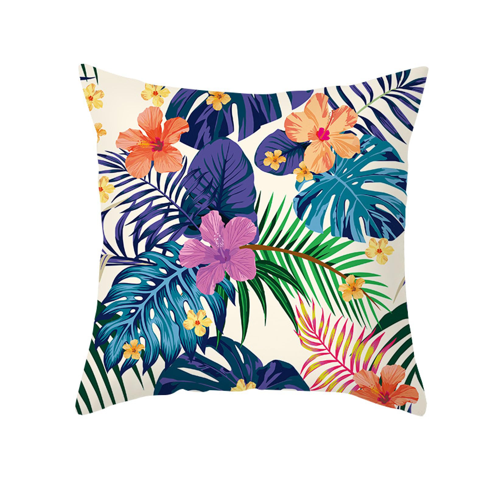 Cushion Covers Purple Palm Leaves Pillow Cases Soft Linen Cushions with Covers Included Washable Sofa Cushions with Invisible Zip Pillowcase Breathable Pillow Cover 50x50 Cushion Cover 1 Pack